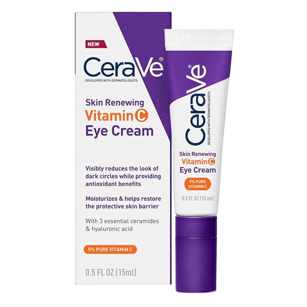 CeraVe Brightens Eyes Reduces Puffiness Antioxidant Boost Vitamin-C Eye Cream 0.5Oz (15ml)